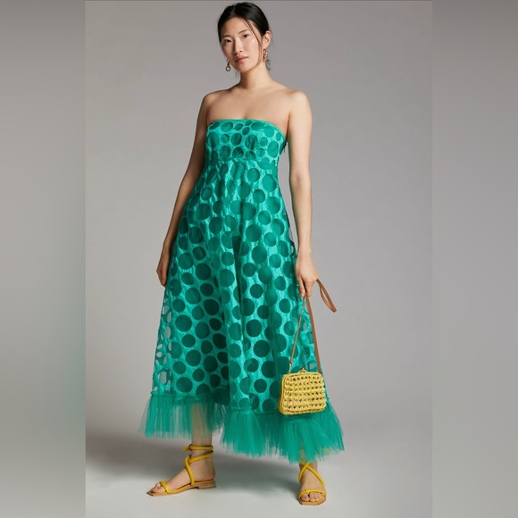Anthropologie Dresses & Skirts - Emerald Tule Maxi Dress by Geisha Designs